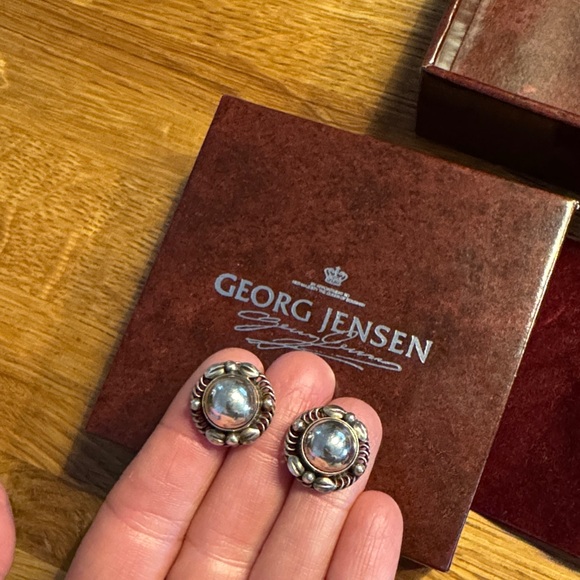 Georg Jensen Silver and Black Stud Earrings - Picture 5 of 5